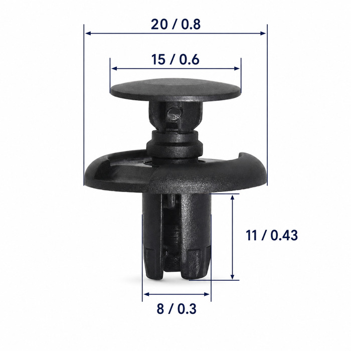 Клипса пластиковая для Acura, Honda, Hyundai, Kia, Mitsubishi ОЕМ: 11519949, 91512SX0003, MU000319, MR220501. (подкрылки, брызговики, бампер, отделка).